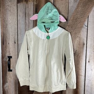 Star Wars Youth Boys Yoda Zip-Up Hoodie See Through Mask With Ears Size XL